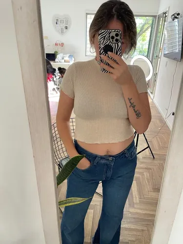 Polera crop top mujer sale