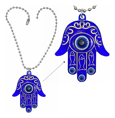 Hamsa - Amuleto De Mano Para Buena Suerte Y Protección Azul,