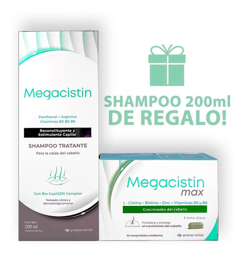 Megacistin Max Con Shampoo Anticaída Y Crecimiento De Regalo