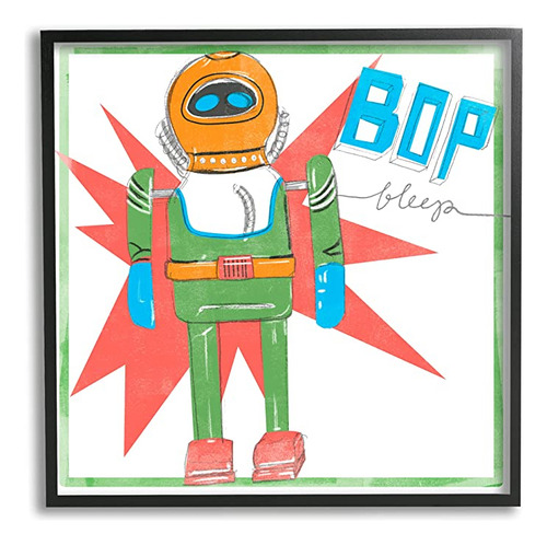 Stupell Industries Vintage Robot Toy Bop Bleep Texto Retro .