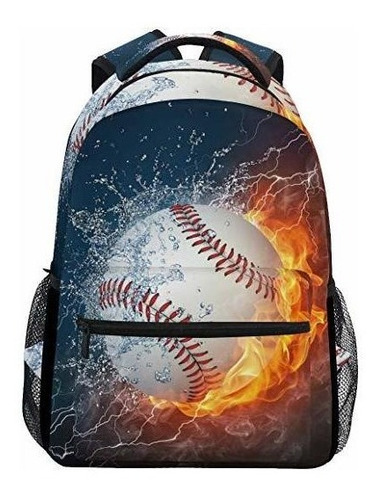 Blueangle Béisbol Agua Fuego Imprimir Bookbag Resistente Del