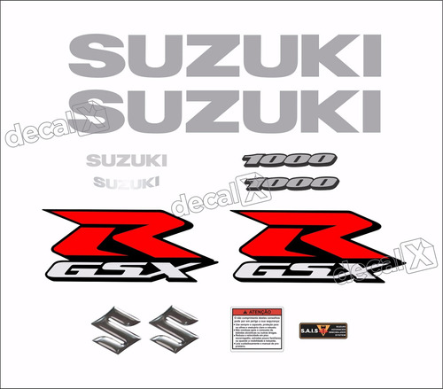 Kit Jogo Faixa Emblema Adesivo Suzuki Gsxr 1000 Cr16 Cor ADESIVOS GSXR SRAD 1000