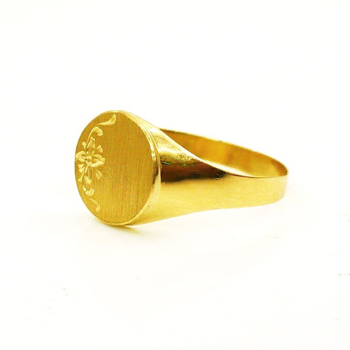 Anillos Oro 18 K Mujer Sellos Redondo 1.5 Grs Con Grabado