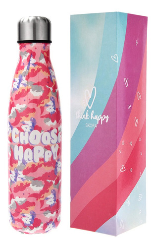  Botella Metal Estampada Unicornio 500ml Think Happy Rainbow