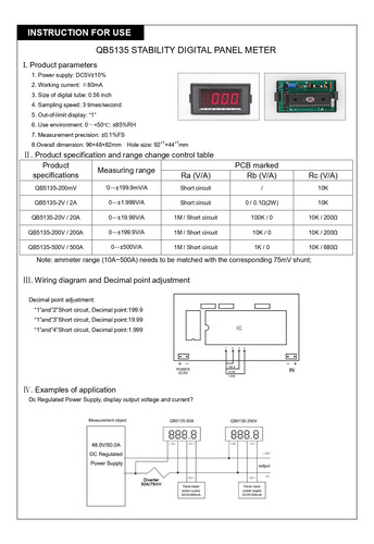 Display Panel Voltmetro 0 A +/-199.9mv 3.5 Dig Qb5135-200mv