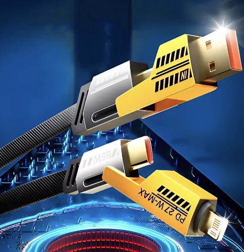 Cable Reforzado Usb Y Usb-c Tipo Ip 4 En 1 Cargador Y Datos
