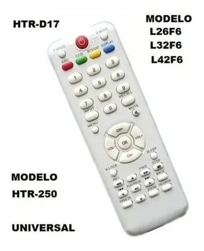 Control Remoto Tv Hai3r Htr-250 Htr-d17 Chacao 