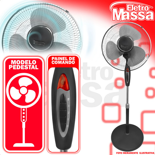 Ventilador De Coluna Torre 3 Hélices 127v 45w Pedestal 130cm Inclinável Cor Preto Kit Com 4