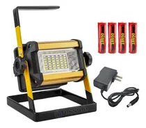 Comprar Reflector Recargable Led 50w Portatil Exteriores Interiores Carcasa Dorado Luz Blanco Neutro