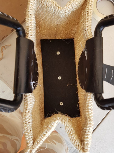 Imagen 3 de 3 de Bolsa Dama Ixtle Natural Asa De Piel Artesania Hecha A Mano
