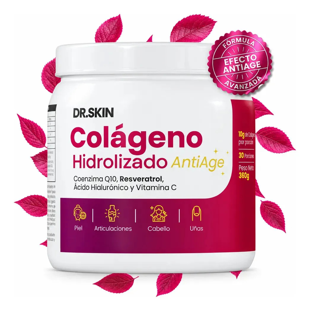 Colágeno Hidrolizado Dr Skin Anti Age con Coenzima Q10 y Resveratrol, 360g