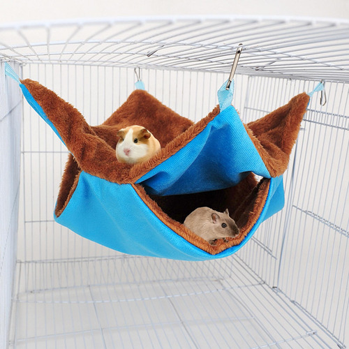 Hamster Hammock Jaula Colgante Casa De Cama Cálida Azul