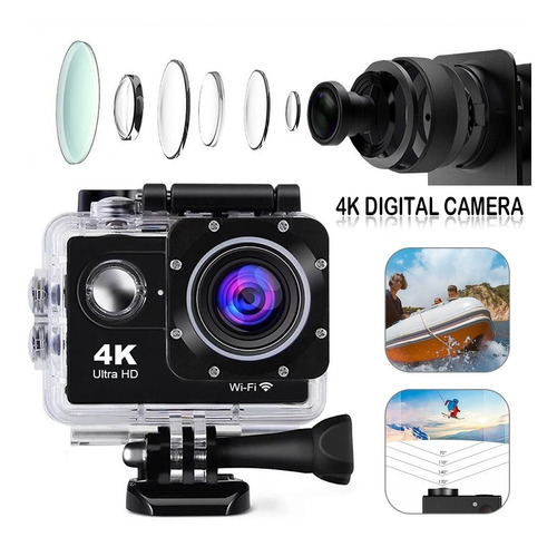 Imagem 6 de 10 de Kit Câmera Esportiva Sport 4k Prova D'água + 32gb + Bateria