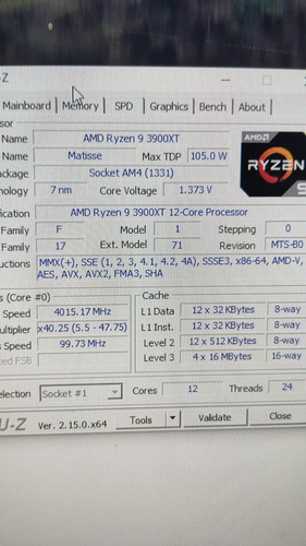 Procesador Gamer Amd Ryzen 9 3900xt 12 Núcleos 24 Hilos 4.7 (Usado)