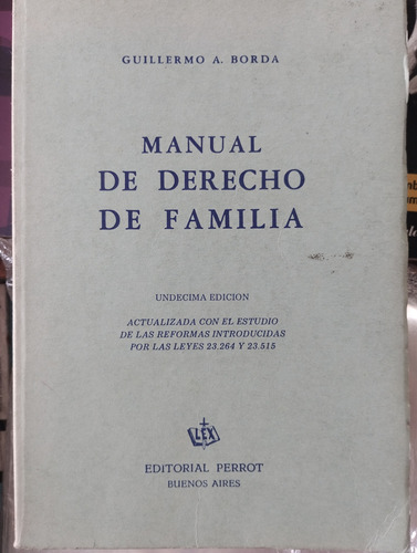 Manual De Derecho De Familia Guillermo Borda -rf Libros 11' 