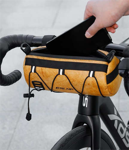 Bolsa Impermeable Multifuncional + Luz Trasera P/bicicleta Color Dorado Oscuro
