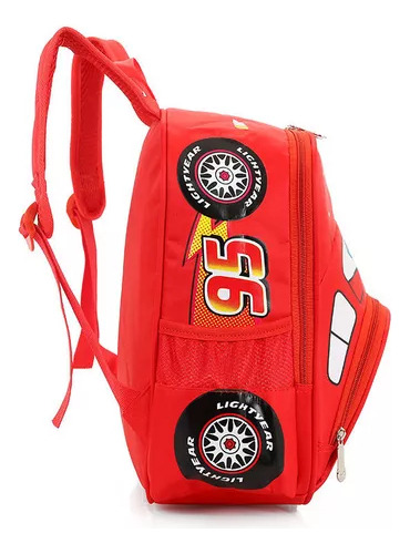 Mochila infantil de dibujos animados de Disney para niños con coche para jardín, color rojo