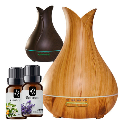 Kit Difusor Vaporizador De 400ml Com Controle +2 Aromas 30ml