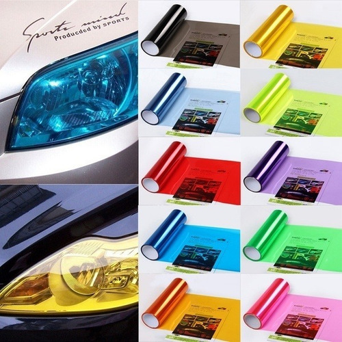 Vinilo Para Focos Auto Rollo 1m X 30cm Colores