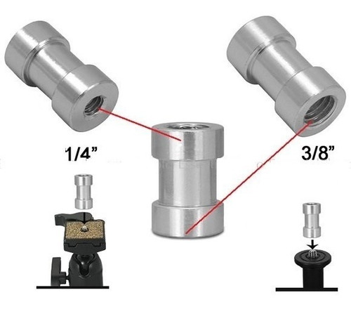 Imagen 2 de 4 de Adaptador Hembra 1/4 A 3/8 Trípode & Monópie Canon Nikon