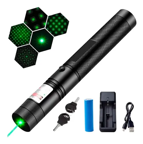 Puntero Laser Verde + Pila Cargador Y Efecto Prende Fosforo