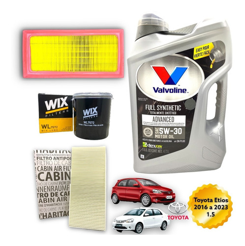 Kit 3 Filtros Y Aceite Valvoline 5w30 Toyota Etios 1.5