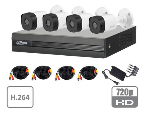 Dahua Cooper Xvr1a04kit - Kit 4 Canales 1 Megapixel/ 4 Camaras B1a11 720p/ Dvr De 4 Canales H.264 1080p Lite/ 1 Ch Ip Adicional/ Ir 20 Mts/ Ip67