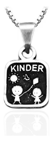 Dije De Graduación Kinder Con Cadena Plata 925 Color Negro