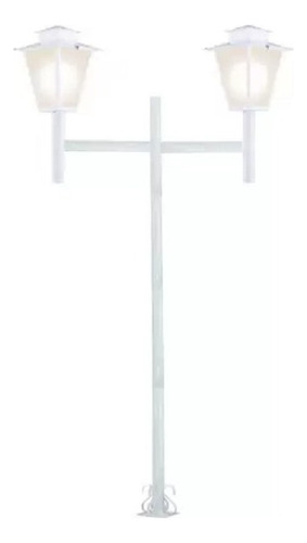 Poste Colonial Jardim 2,00m P3/2 Cúpula Termoplastico Estrutura Branco