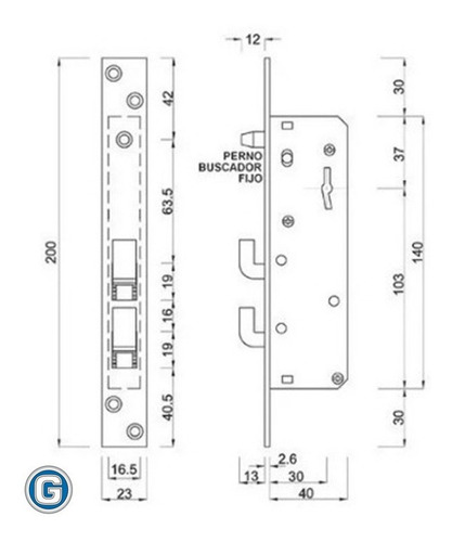 Imagen 6 de 10 de Cerradura Trabex 700 Portón Corredizo Pasador Enganche Doble