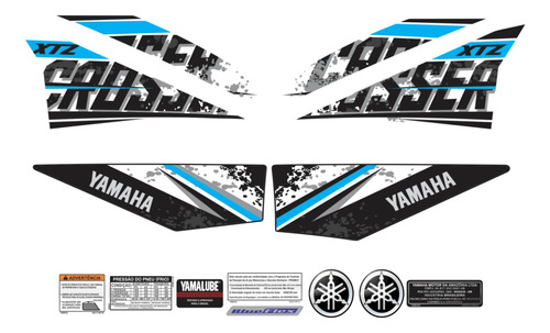 Kit Adesivos Faixa Yamaha Xtz Crosser 150s 150 S 2018 Branca