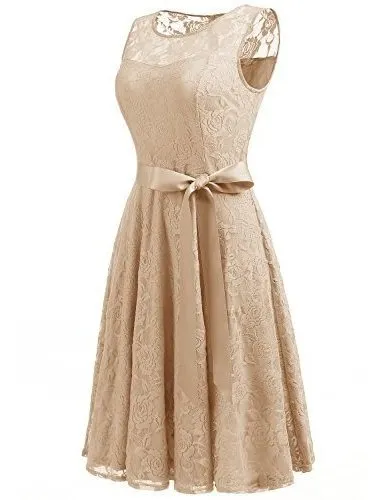 Vestido Encaje Flores Cuello Transparente