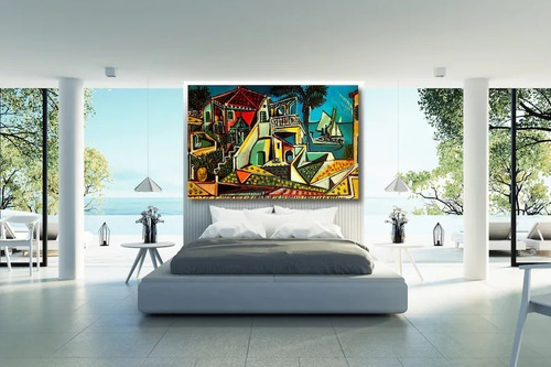 Imagen 2 de 10 de Cuadro-pablo Picasso-paisaje Mediterraneo- Hd 100x80cm.