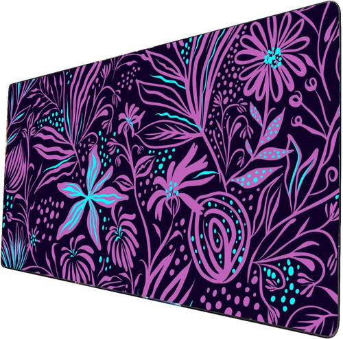 Mouse Pad Largo Flores Moradas Artisticas Gamer 40x90cm