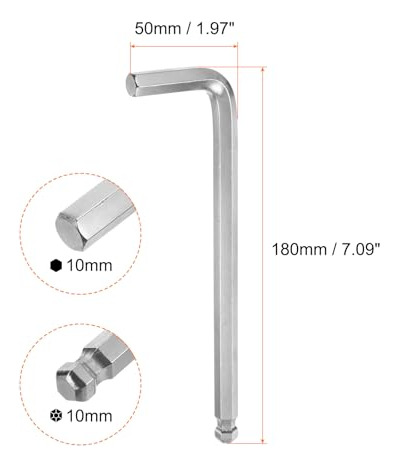 Llave Hexagonal Bola 10 Mm Brazo Largo Acero Cromado