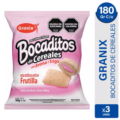 Bocaditos Cereal Granix Avena Y Trigo Relleno Frutilla X3