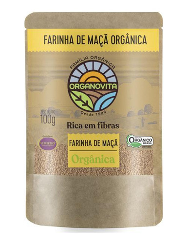 Farinha De Maçã Orgânica Organovita 100g - Rica Em Fibras