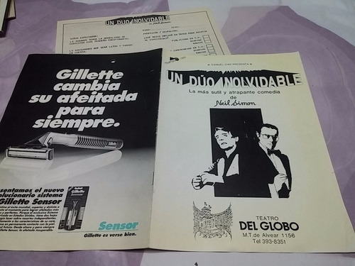 Programa Teatro Del Globo Un Duo Inolvidable Temp 1992