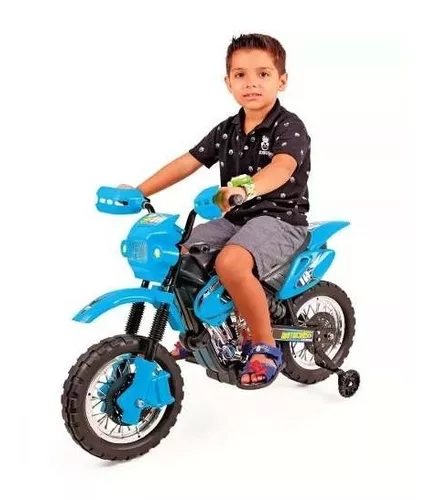 Moto Elétrica Infantil 6v Motocross Azul