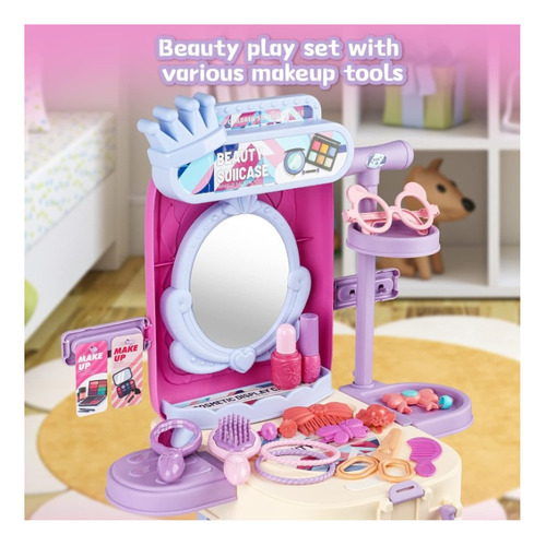 Juego De Mesa Maquillaje 2 En 1 Para Niños Y Niñas Y Maleta
