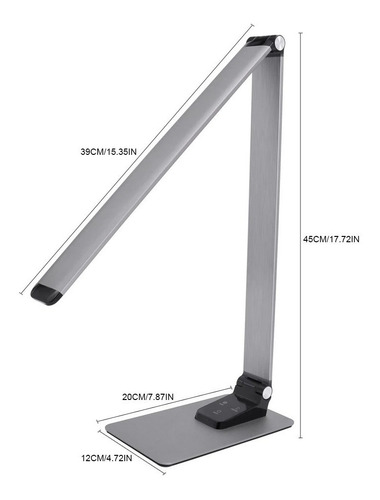 Imagen 2 de 9 de Lámpara Led Touch De Escritorio De Aluminio Con Puerto Usb