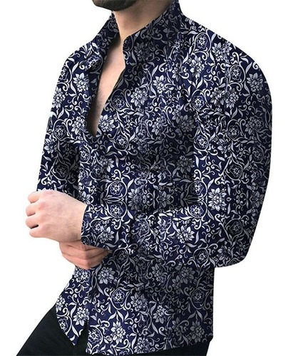 Marca De Manga Larga Camisa Floral Masculino Camisas Casuale