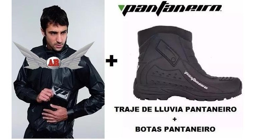 Combo Equipo De Lluvia Moto Pantaneiro Piloto + Botas De Pvc