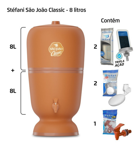 Filtro Purificador De Água São João Classic 8l 2v - Stéfani Cor Marrom