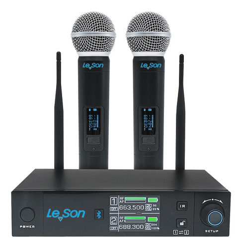 Microfone S/ Fio Supercardioide Duplo Vks2 Digital Bluetooth