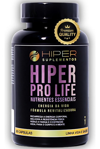 Suplemento Multivitaminico Pro Life 60 Cápsulas - Hiper Suplementos Resistência Máxima Nutrientes Essenciais Energia Para A Vida Fórmula Revitalizadora Imunidade Polivitaminico