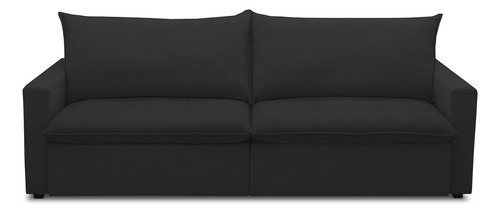 Sofá Cama Retrátil Reclinável Sala 208cm Lari Veludo Preto
