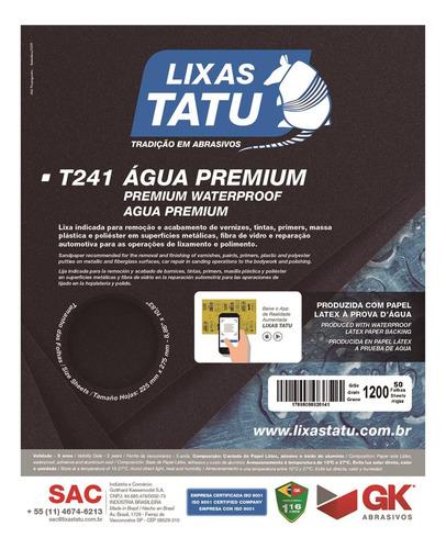 Lixa Dagua Tatu  100 Hidrolix  T24501000050 Kit C/50