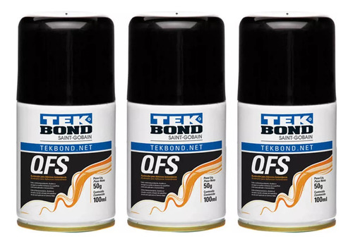 Acelerador Qfs Spray 100ml Tekbond Kit Com 3 Unidades Cor Incolor