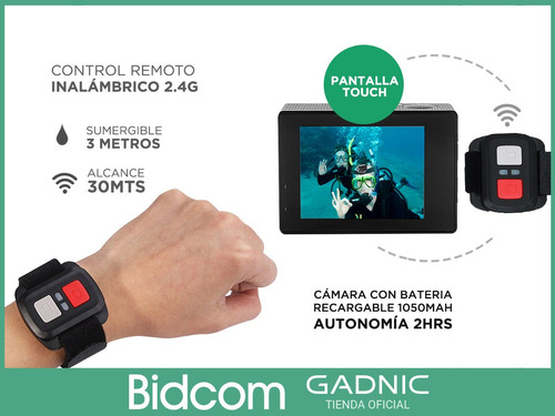 Imagen 8 de 10 de Camara Deportes Gadnic Go 4k Pro Wifi Pantalla Touch Accesor